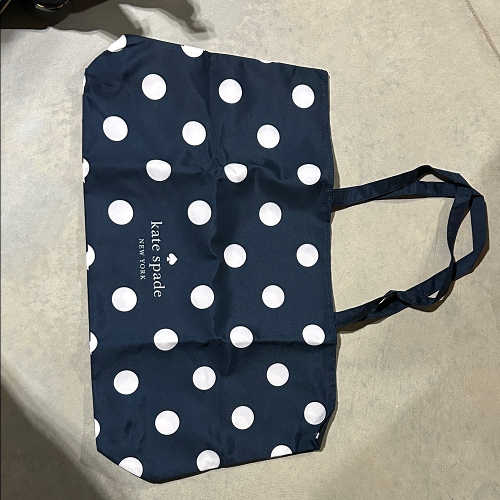 Kate Spade Dark Blue and White Polka Dot Tote